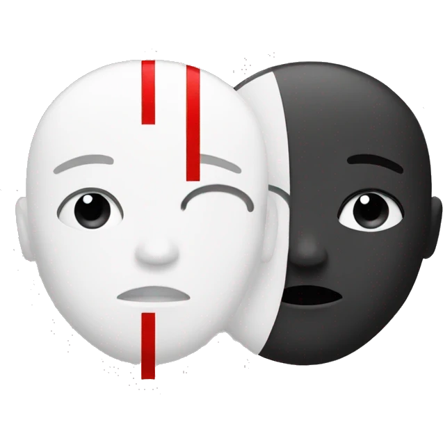 Black  and white divided by red line sad emoji
