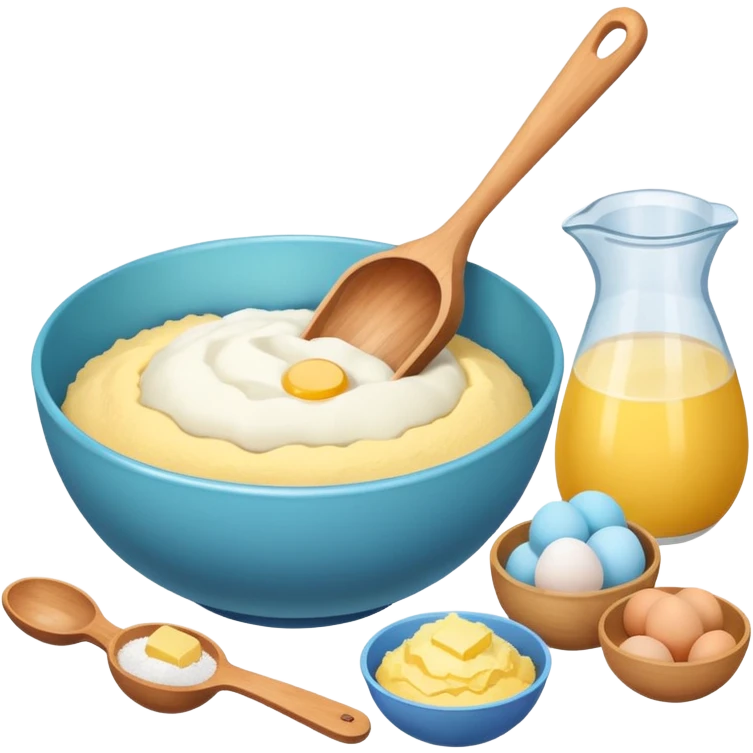 baking ingredients next to a mixing bowl emoji