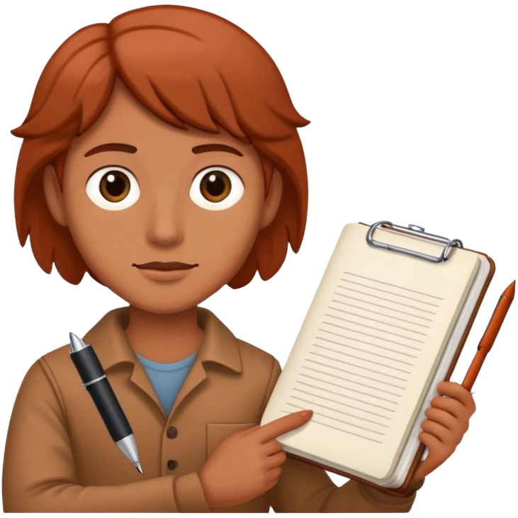 Open copybook and pen in dark terracotta color  emoji