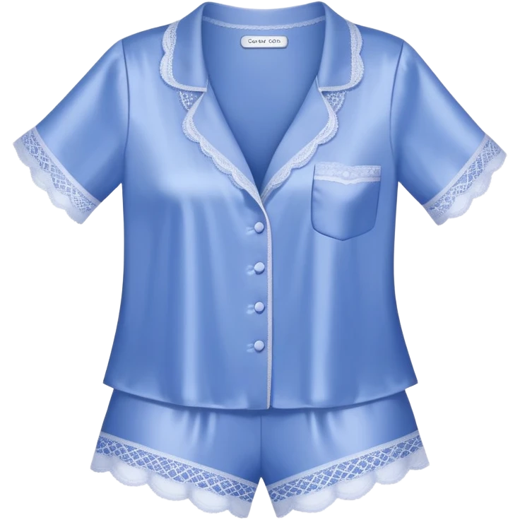 Periwinkle silk lace-trim pajama set emoji