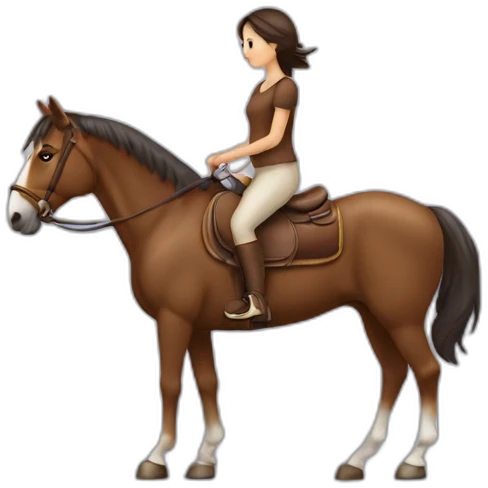 Fille brune avec une queue de cheval emoji