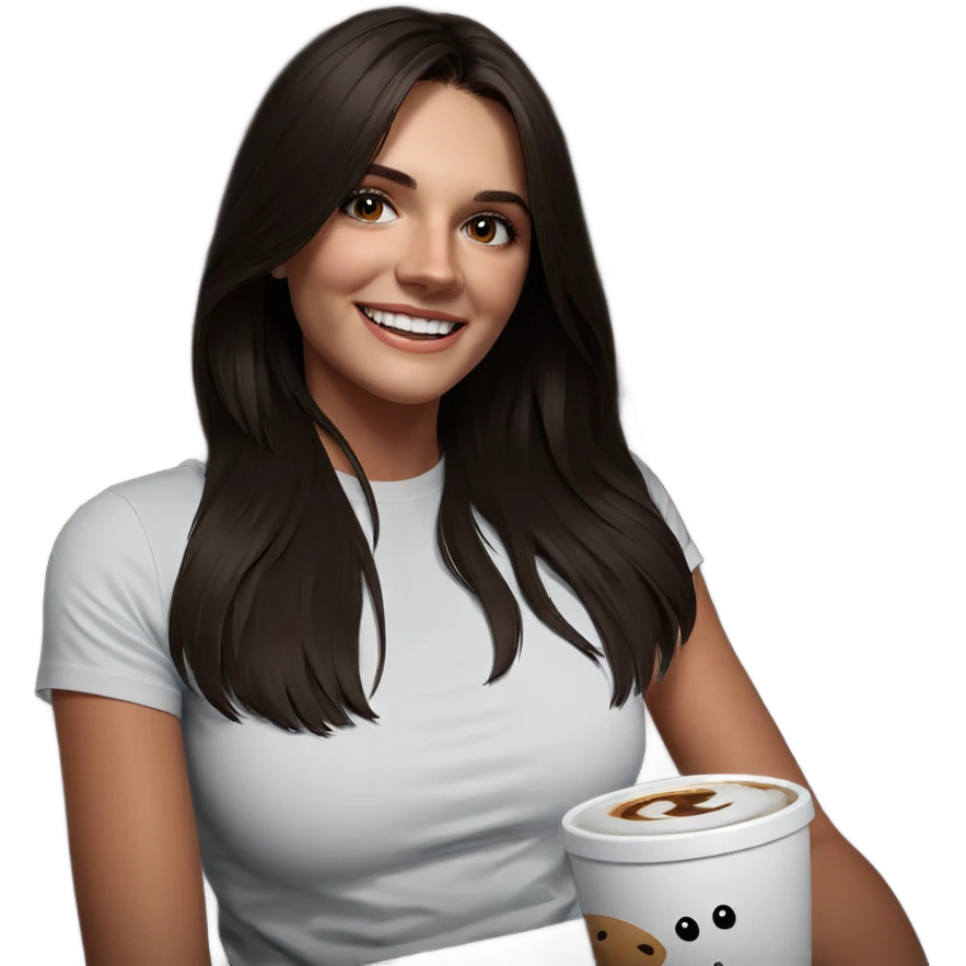 smiling girl with cup emoji