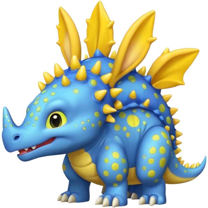 Blue Stegosaurs with yellow bunny ears and yellow spots emoji
