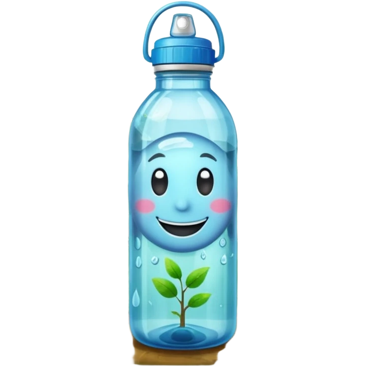 make a water bottle smile in a forests  emoji