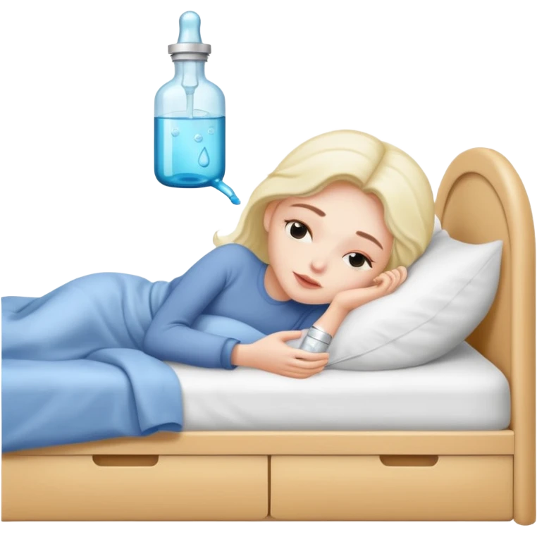 person in bed dreaming of a dropper bottle emoji