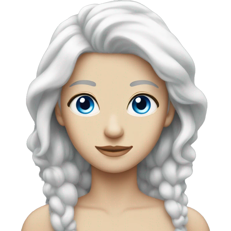 White hair main with bright blue eyes emoji