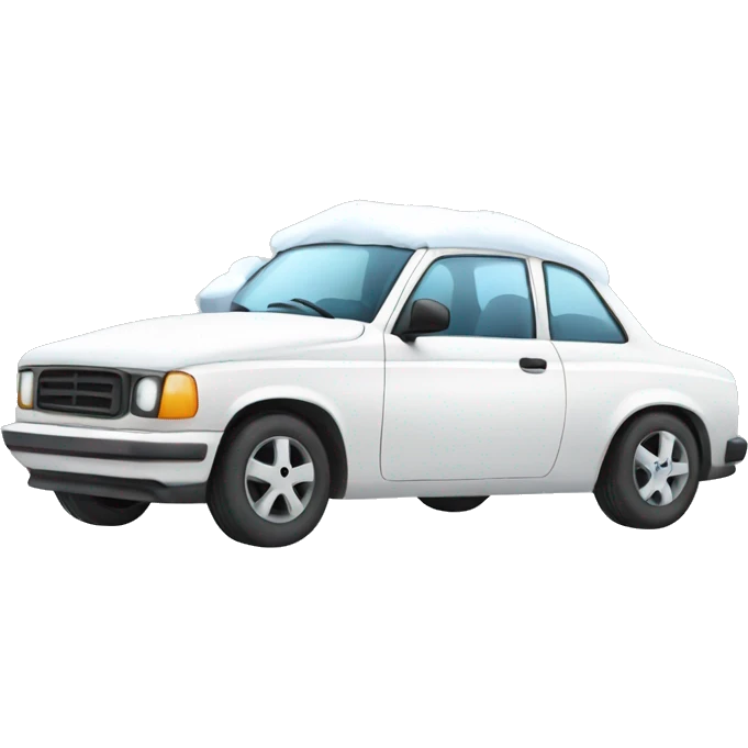 A white car with snow emoji