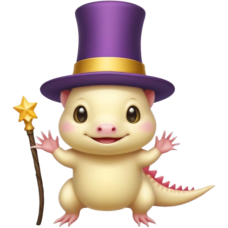 light yellow axolotl with magician hat emoji