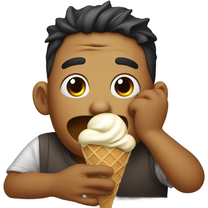 Hot crying eating ice cream  emoji