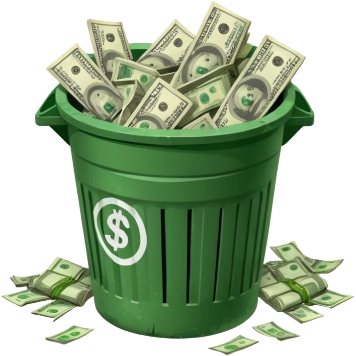 inflation emoji, money in trash can emoji