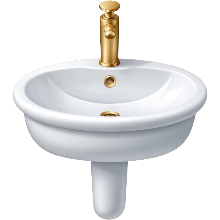 A white porcelain bathroom water sink standing upright emoji
