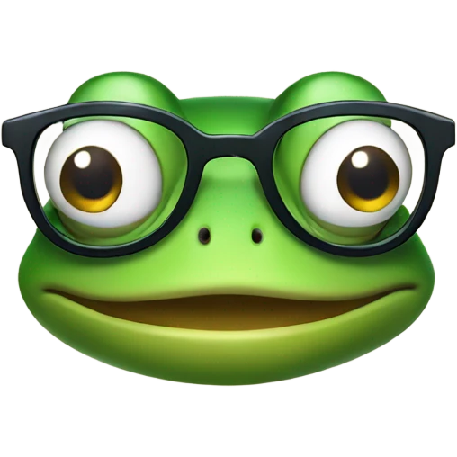 Nerdy frog with glasses and a moustache  emoji