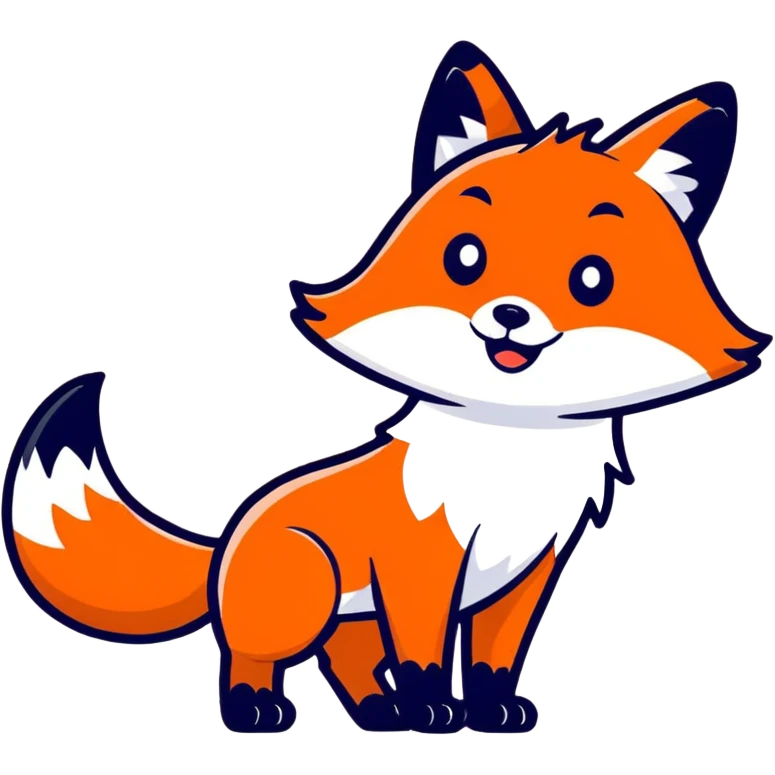 Red fox waving hi emoji
