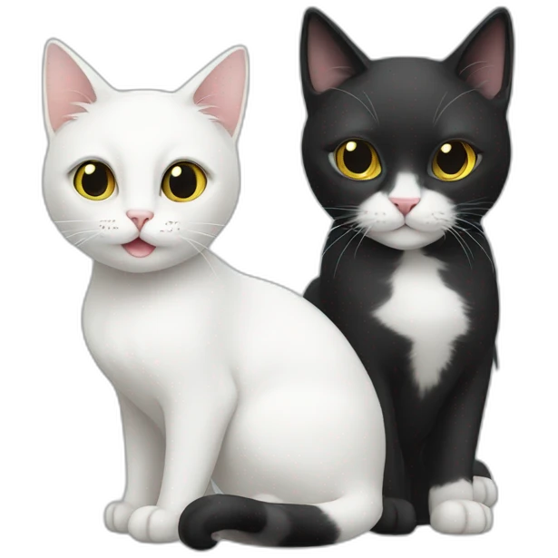 White cat and Black cat emoji
