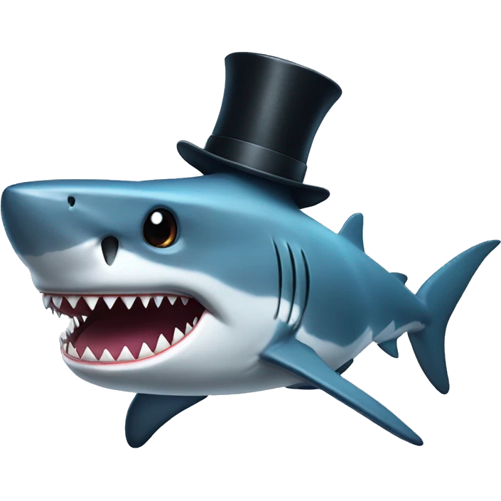 Shark with a top hat emoji