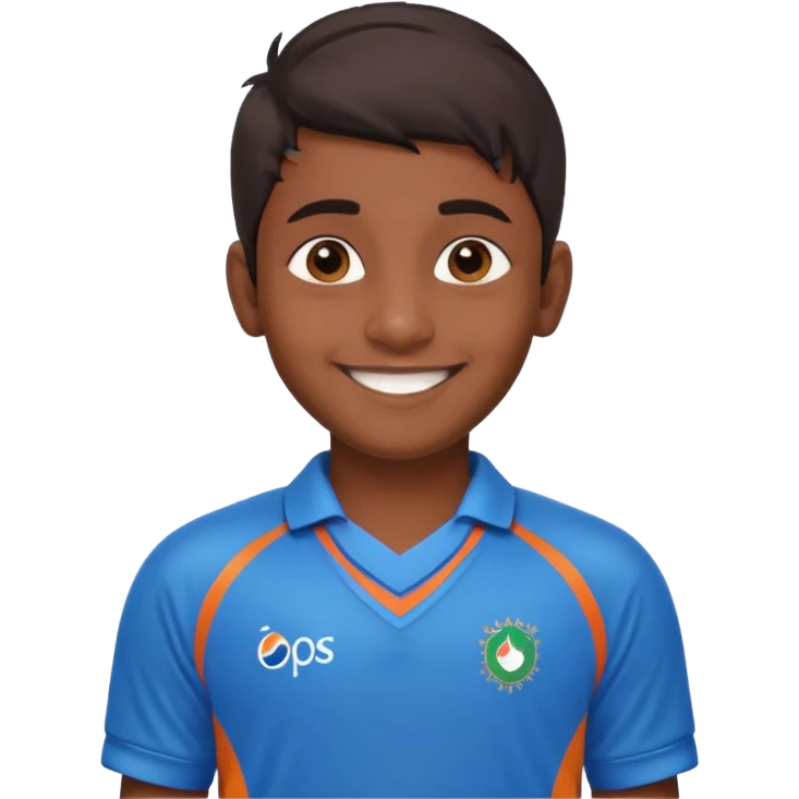 an indian boy wearing indian cricket jersey emoji