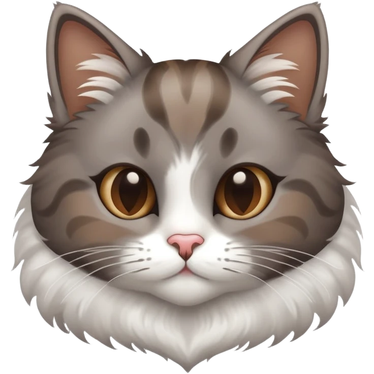 Grey Brown cat with a white heart emoji