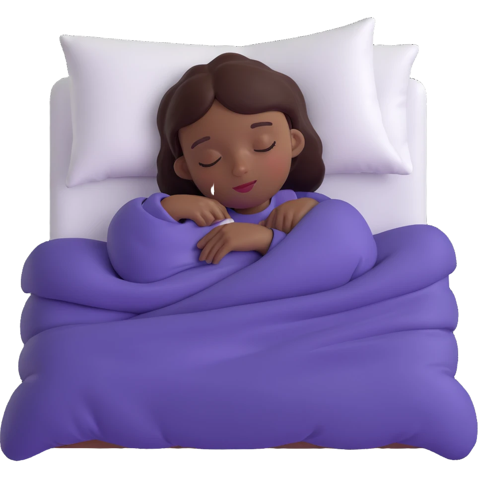 dark skin girl sleeping under covers emoji