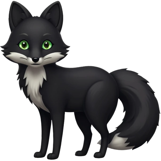 a black fox with green eyes emoji