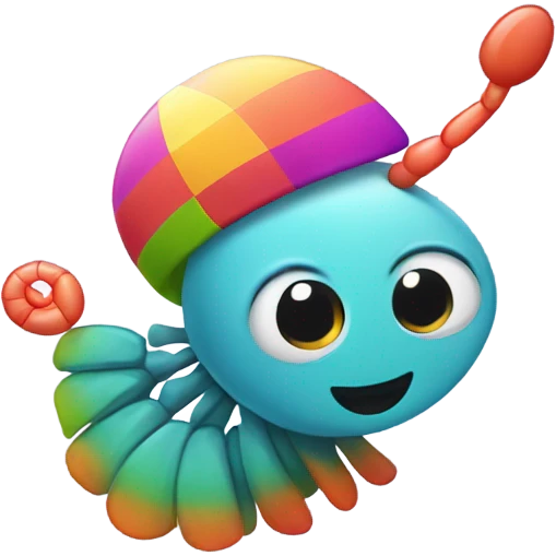 Shrimp with a hat emoji