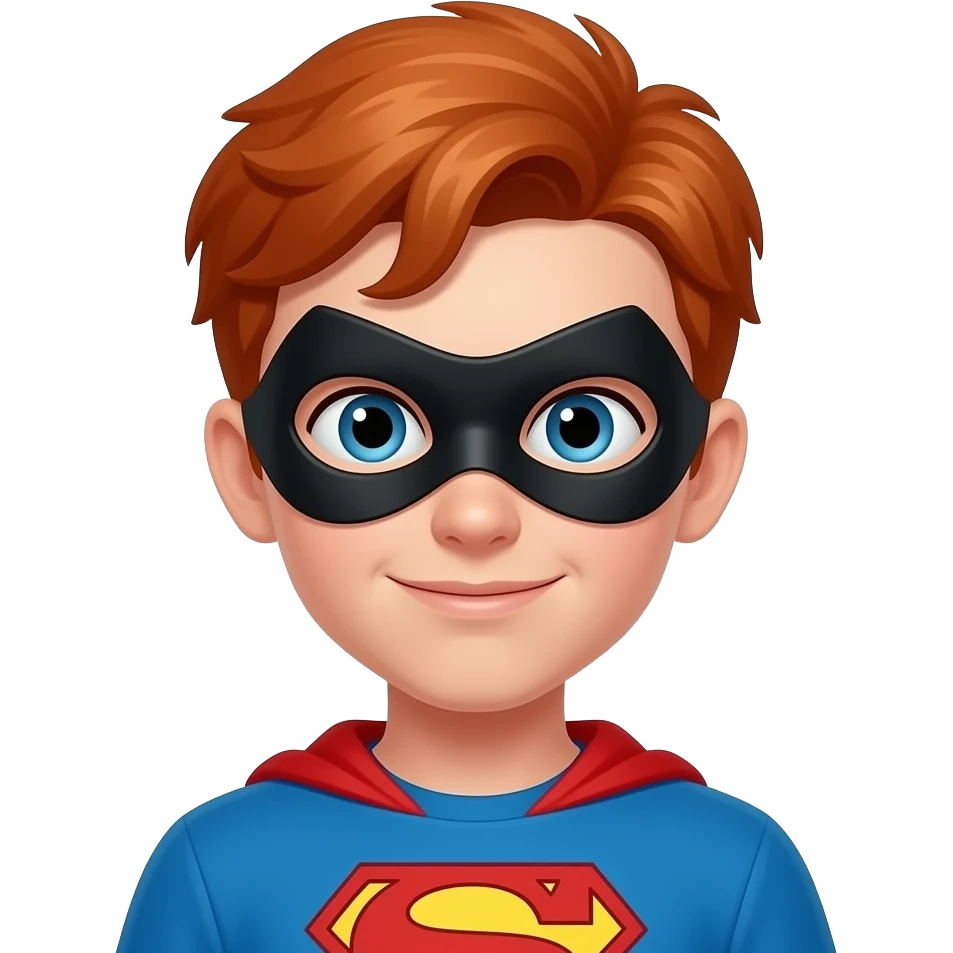 emoji de un chico blanco, pelirojo con un antifaz en los ojos tipo super heroe emoji