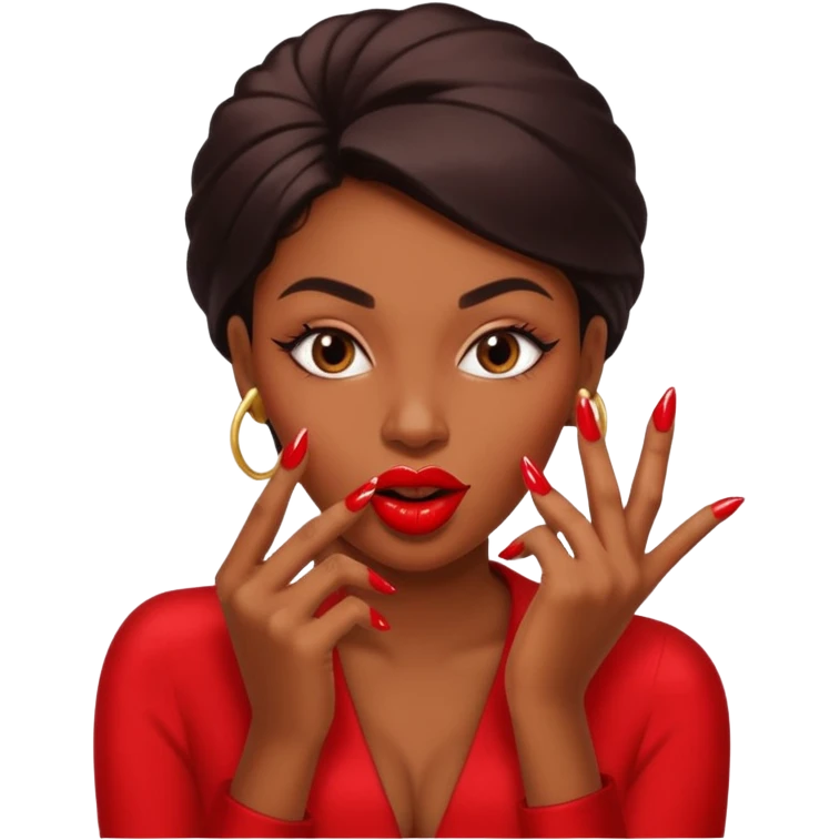 Big lips long nails bestie circle head biting her 1 nail emoji