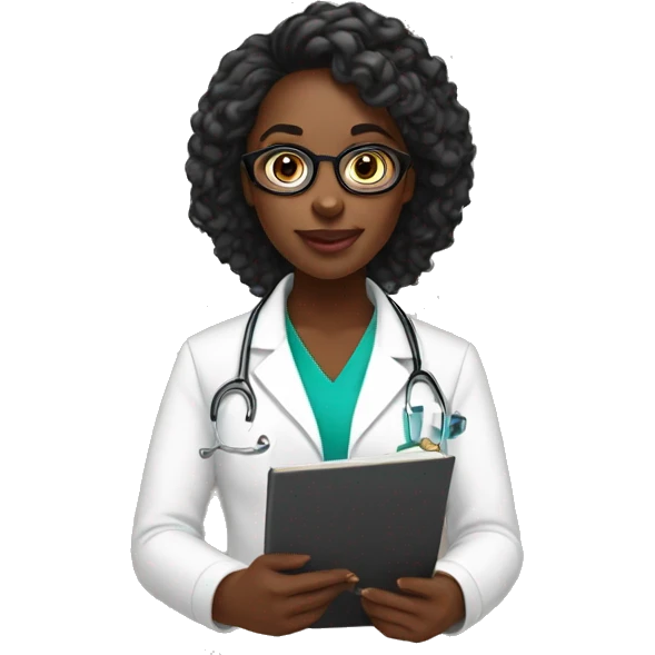 Create a black girl studying medicine and doing youtube vlog  emoji