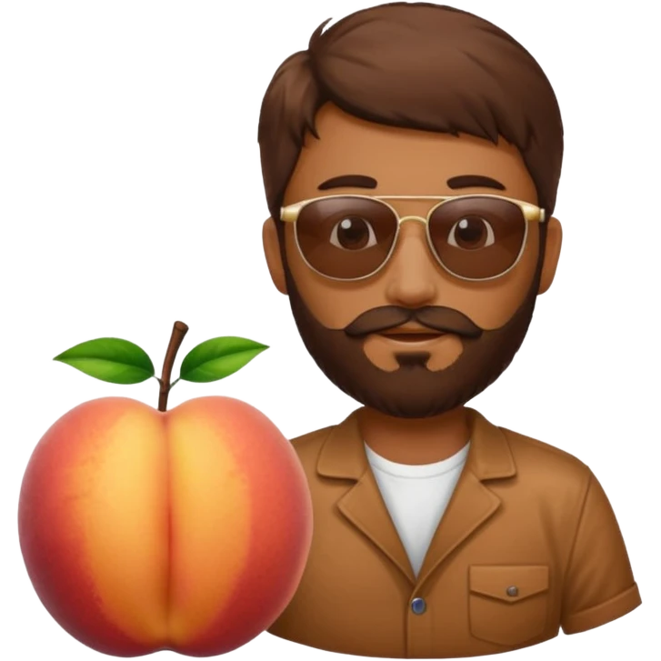 Créer emoji de un homme derrière une pêche avec un lit homme brun avec une barbe  et un lit  emoji