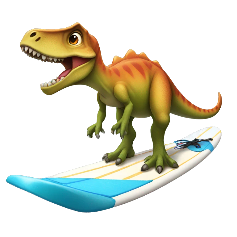 Dinosaur on surf board emoji