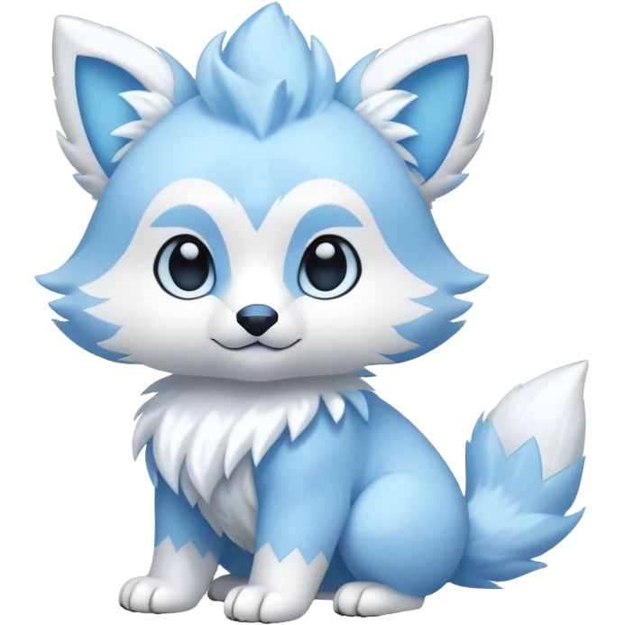 Cute cool white blue animal hybrid Fakemon full body emoji