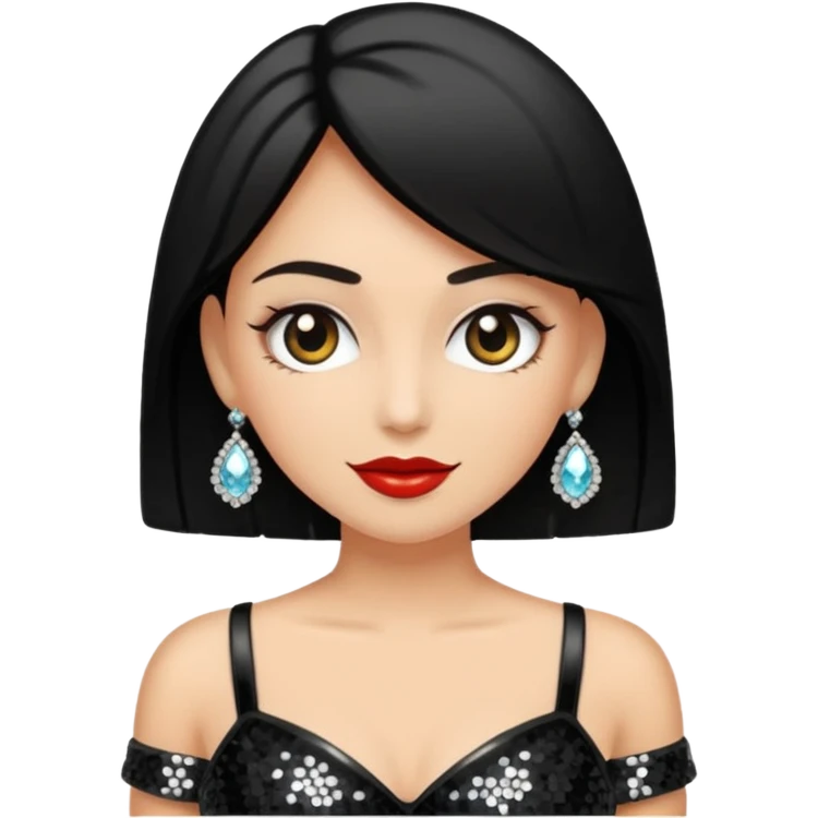 un top de ropa de mujer, para salir de fiesta, que sea negro y con detalles brillantes emoji
