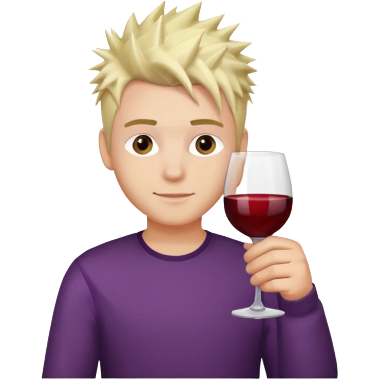 Молодой человек с бокалом вина, светлые волосы ежиком emoji