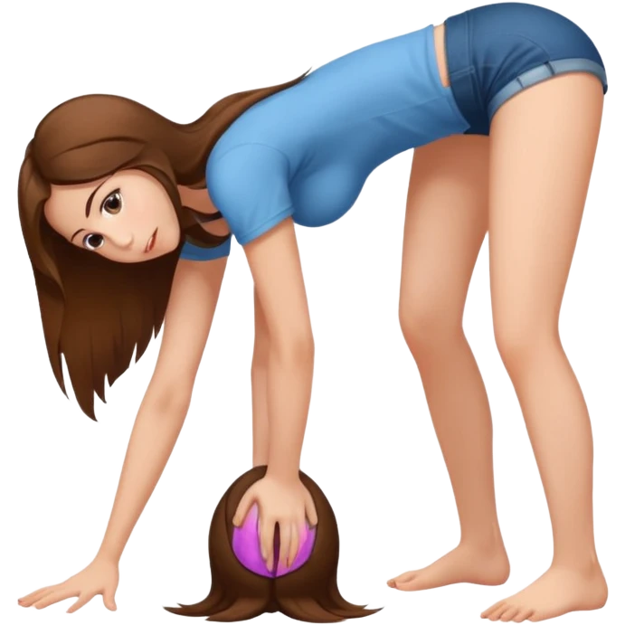 a young woman on all fours, ass up head down. emoji