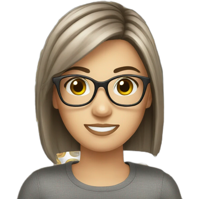 White girl with glasses straight brune mid-short hair emoji