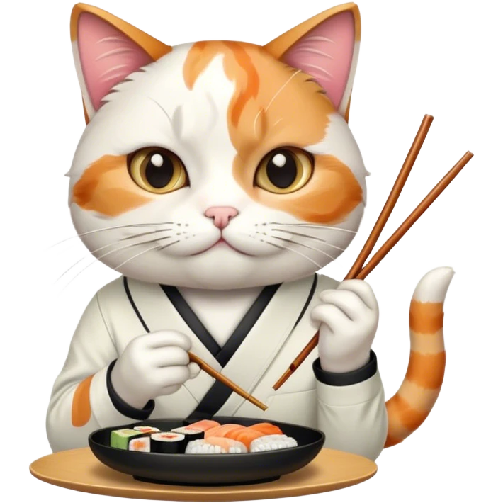 cool cat in a pearl snap shirt eating sushi emoji