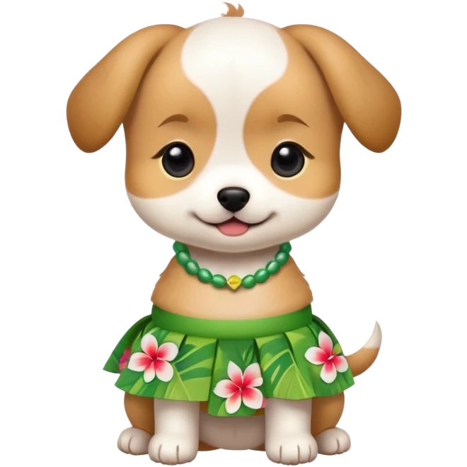Puppy with a Hulu Hawaiian skirt on emoji