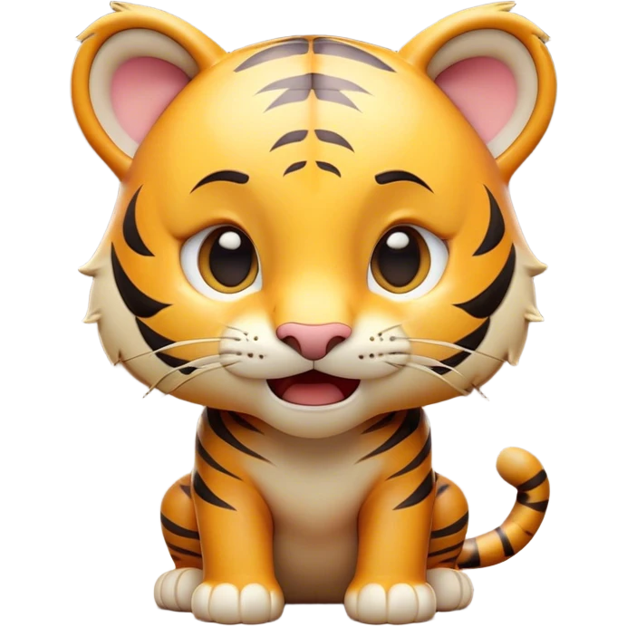 Cinematic Comical Tiger Cub Portrait Emoji, Head tilted dramatically with an exaggeratedly shocked expression, featuring a compact, endearing build with wide, comically expressive eyes full of humorous disbelief, Simplified yet hilariously expressive features, highly detailed, glowing with a slightly sassy wild glow, high shine, dramatic yet playful, stylized with an air of quirky feline attitude, soft glowing outline, capturing the essence of a meme-worthy tiger cub that looks ready to side-eye its way into viral fame! emoji