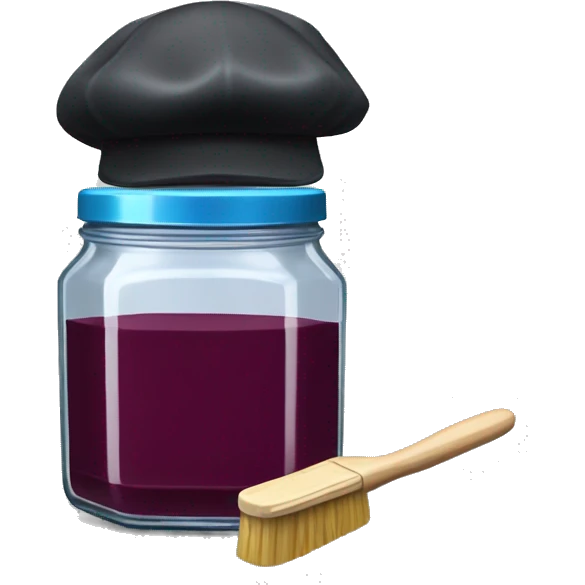 hexagonal jam jar with a painter beret and a painter brush emoji