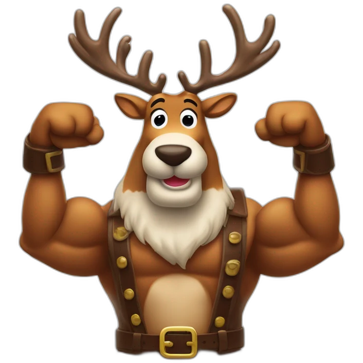 Reindeer muscular schlitz beer showing off biceps arms crossed masculine fierce emoji