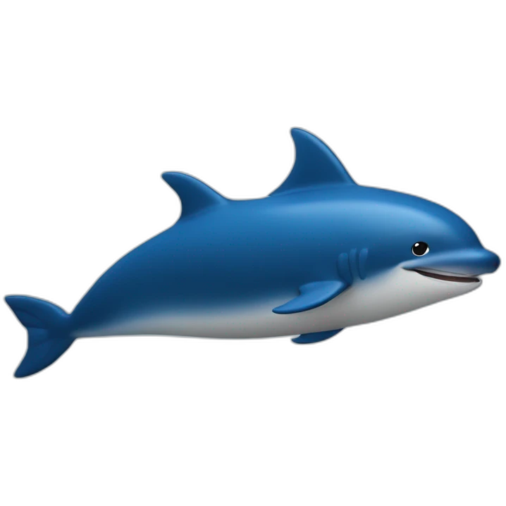 Un dauphin bleu foncé dans une vague emoji