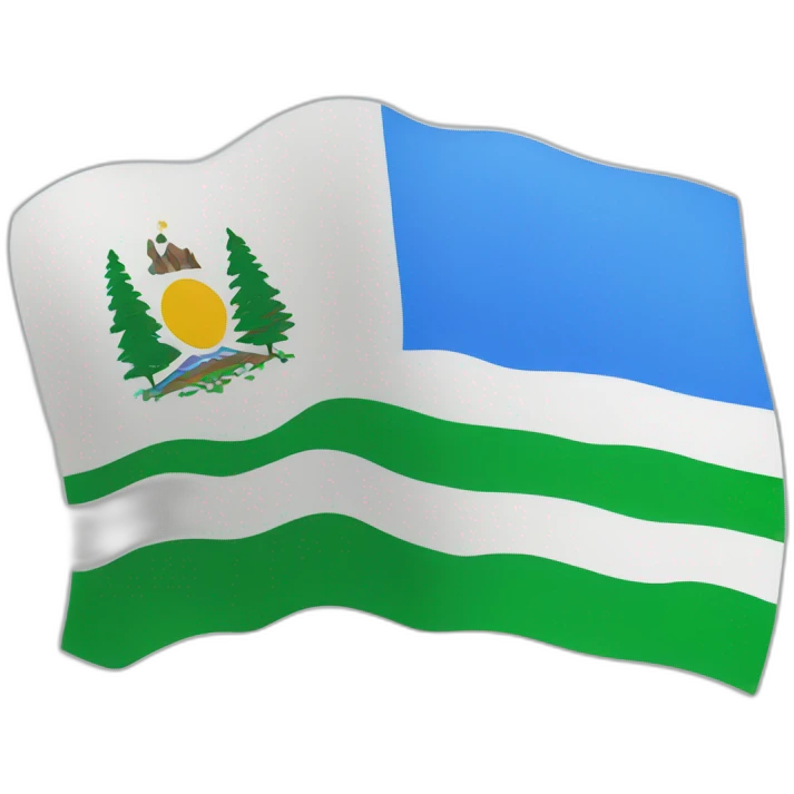 Flag with green stripe at the bottom, white stripe with the mountain in the middle and blue stripe at the top emoji