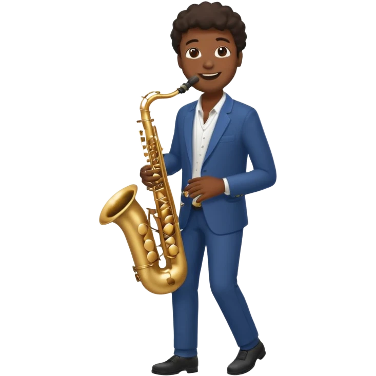 black man playing saxophone full body emoji