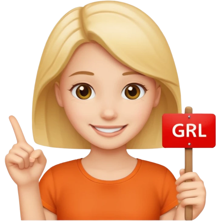 A girl holding a sign saying good girl emoji