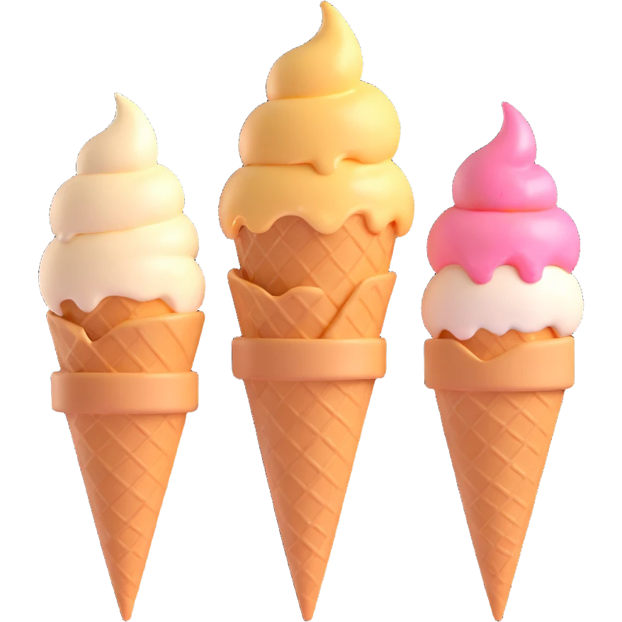 happy children with melting ice cream cones emoji