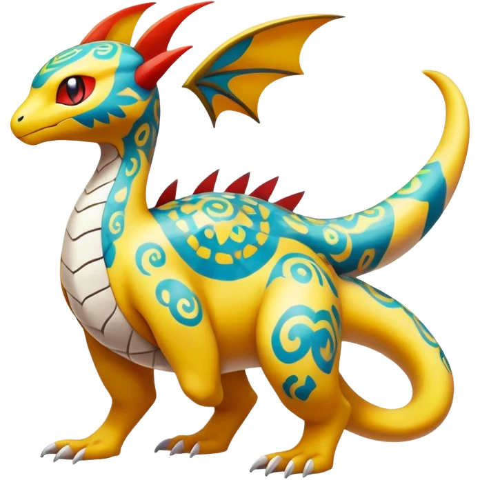 exotic fantasy-creature-Fakémon-Pokémon, full body, with random markings emoji