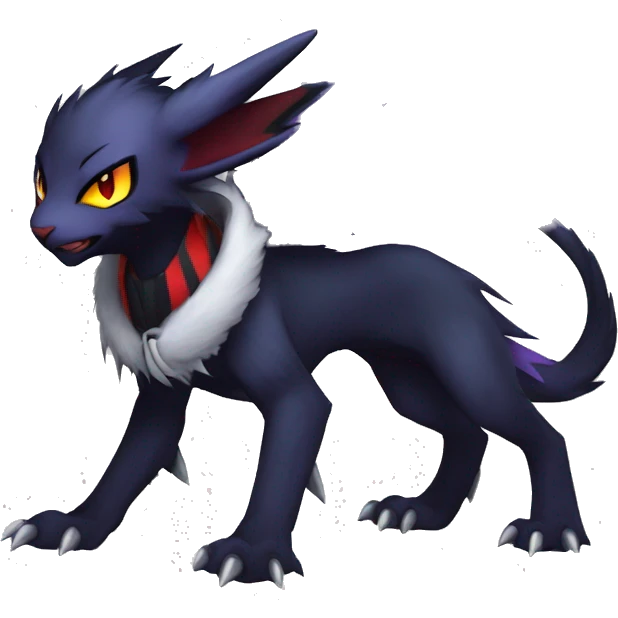 Cool Anthro Dark Absol-Noivern-Quilava-Litten-Pokémon with edgy stripes hoodie spiked collar punk Full Body emoji