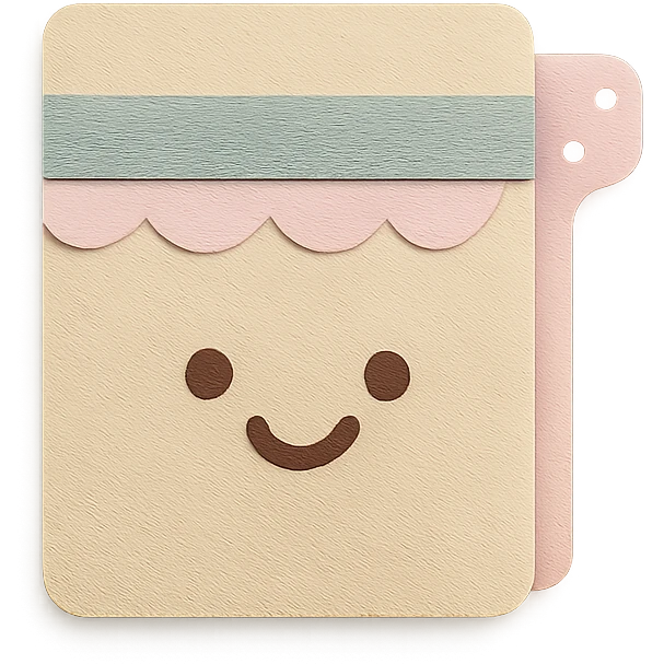 soft pastel cozy journal divider with soft patterns, paper craft style, with a smiling face accent emoji