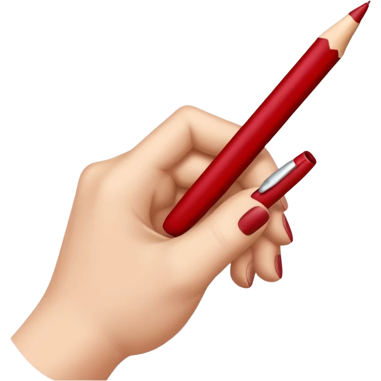 the hand writes with a dark red pen emoji