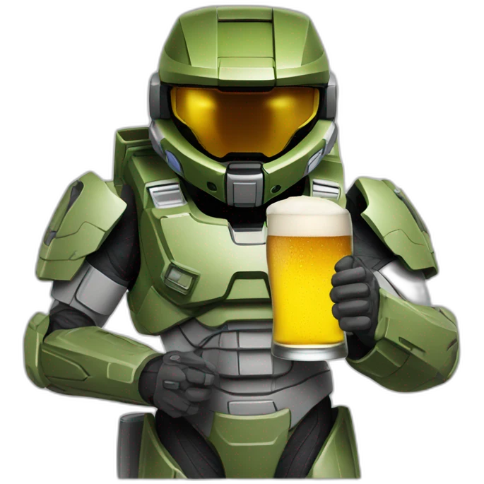 Master chief with beer emoji