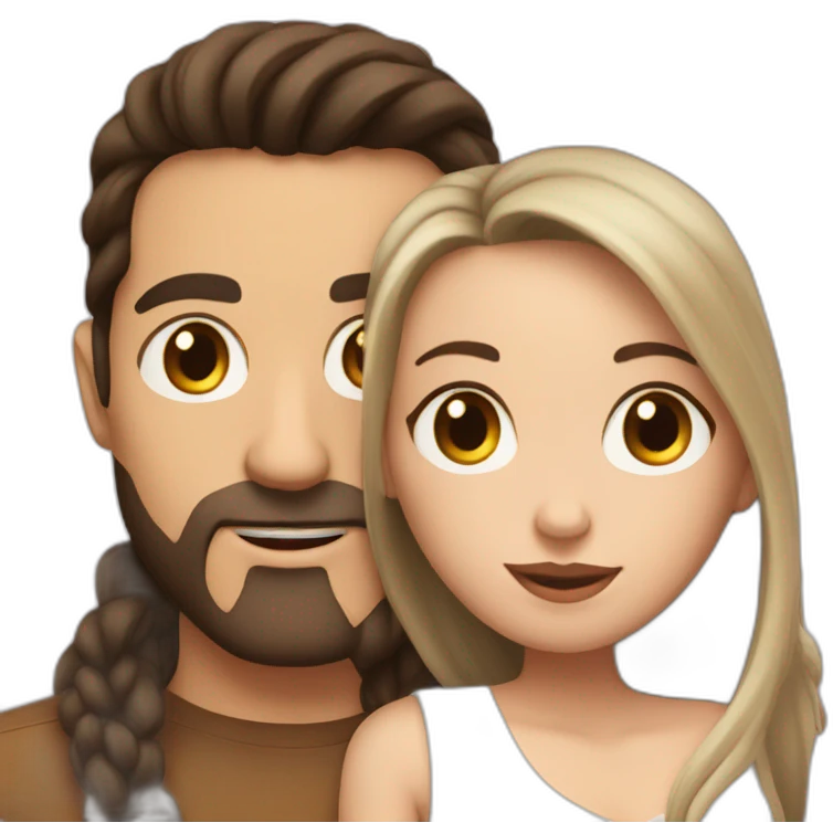 White Man with dark hair no beard kissing white woman with long brown hair emoji